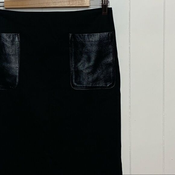 Club Monaco Sz 6 Pencil Skirt Leather Patch Pocket - Picture 2 of 7